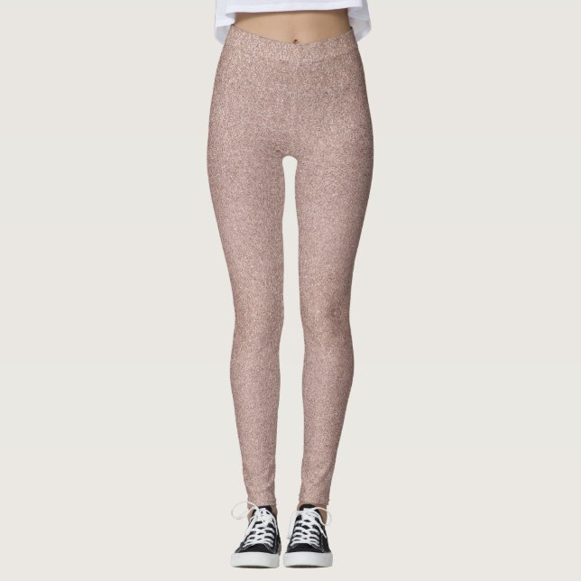 Rose Gold Glitter Metallic Pretty Girly Sparkly Leggings (Front)