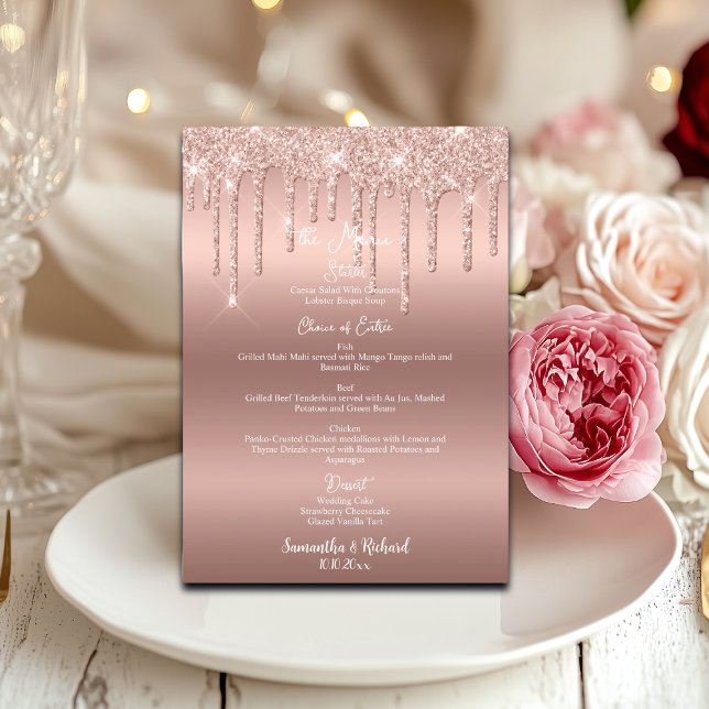 Rose Gold Glitter Metallic Shine 5x7" Wedding Menu (Creator Uploaded)