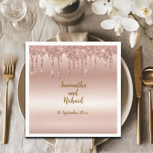 Rose Gold Glitter Metallic Shine Wedding Napkin