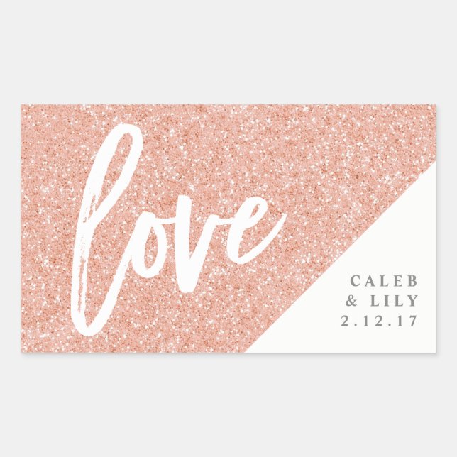 Rose Gold Glitter Mini Champagne, Mini Wine, Label (Front)