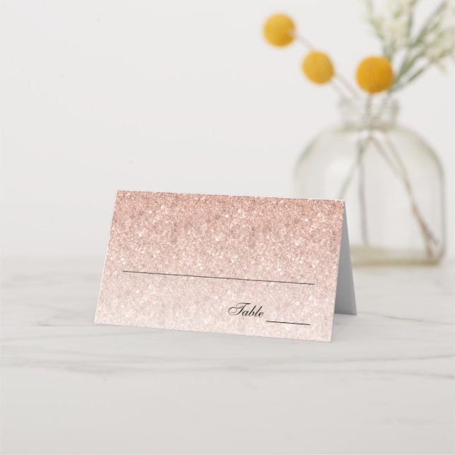 Rose Gold Glitter Modern Bat Mitzvah Place Card (Front)