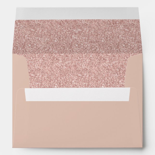 Rose Gold Glitter Modern Elegant Envelope (Back (Bottom))