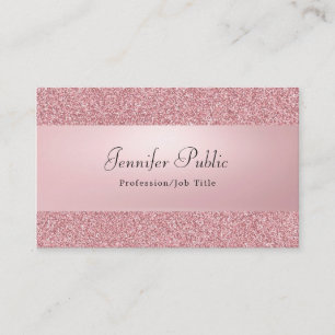 Rose Gold Glitter Modern Elegant Handwritten Name Business Card
