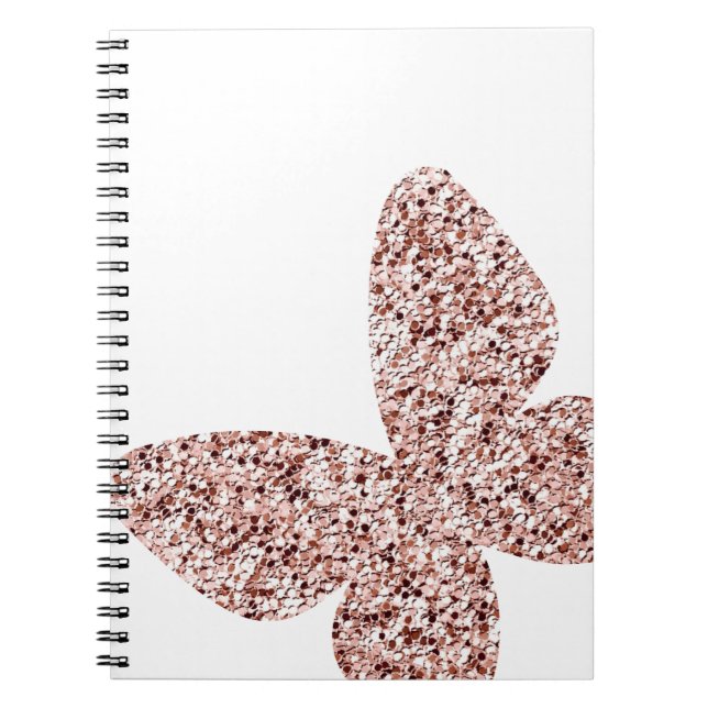 Rose Gold Glitter Monarch Clipart Cute Butterfly Notebook (Front)