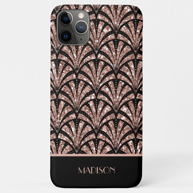 Rose Gold Glitter Monogram Art Deco Pattern Case-Mate iPhone Case (Back)