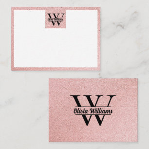 Rose Gold Glitter Monogram   Girly Modern Sparkle Card