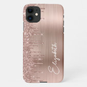 Rose Gold Glitter Monogram iPhone Case (Back)