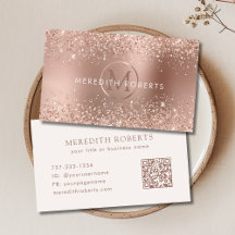 Rose Gold Glitter Monogram Logo