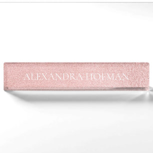 Rose gold glitter monogram luxury nameplate