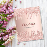 Rose gold glitter monogram name glamourous 2024 planner<br><div class="desc">A rose gold faux metallic looking background. Rose gold, pink faux glitter drips, paint dripping look as decoration. Personalise and add a name, monogram letter and a text, year (any year) on the front. The name is written a modern dark rose gold coloured hand lettered script. Perfect for school homework,...</div>