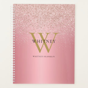 Rose Gold Glitter Monogram Name Planner