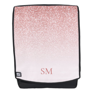 Rose Gold Glitter Monogram Personalised Backpack