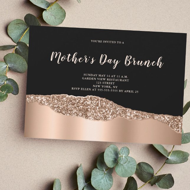Rose Gold Glitter Mother's Day Brunch Invitation (Creator Uploaded)