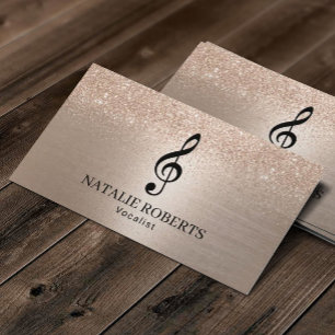 Rose Gold Glitter Music Vocalist Singer Songwriter Business Card