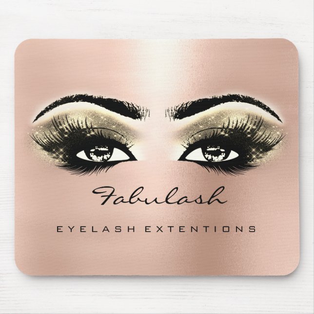 Rose Gold Glitter Name Beauty Lashes Makeup Mouse Pad (Front)