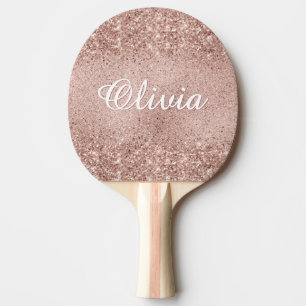 Rose Gold Glitter Name Ping Pong Paddle