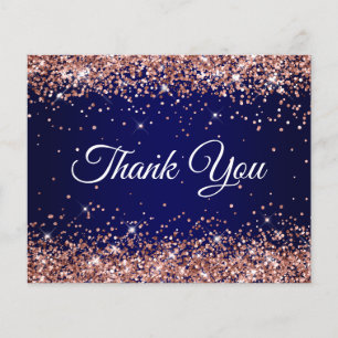 Rose Gold Glitter Navy Blue Ombre Thank You Flyer