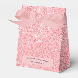 Rose Gold Glitter Newlywed Wedding Thank You  Favour Box
