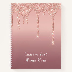 Rose Gold Glitter Notebook with Custom Text