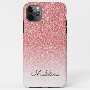 Rose Gold Glitter Ombre Black Script Name Case-Mate iPhone Case