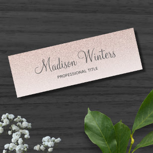 Rose Gold Glitter Ombre Employee Name Tag Badge
