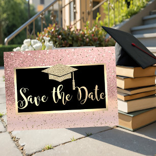 Rose Gold Glitter Ombre Graduation Save The Date