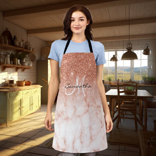 Rose Gold Glitter Ombre marble Pink Personalized Apron