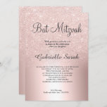 Rose gold glitter ombre metallic foil Bat Mitzvah Invitation<br><div class="desc">A chic and luxurious rose gold glitter ombre metallic foil design with elegant calligraphy typography for a Bat Mitzvah invitation .</div>