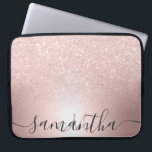 Rose gold glitter ombre metallic foil monogram laptop sleeve<br><div class="desc">Rose gold glitter ombre metallic foil chic and girly monogram</div>
