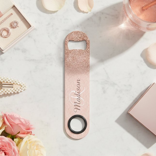 Rose Gold Glitter Ombre Monogram Stylish (Creator Uploaded)