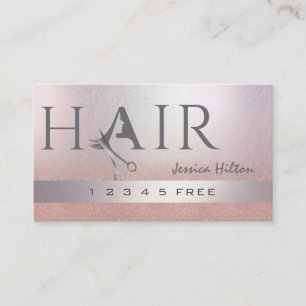 Rose gold glitter ombre scissors hair  loyalty card