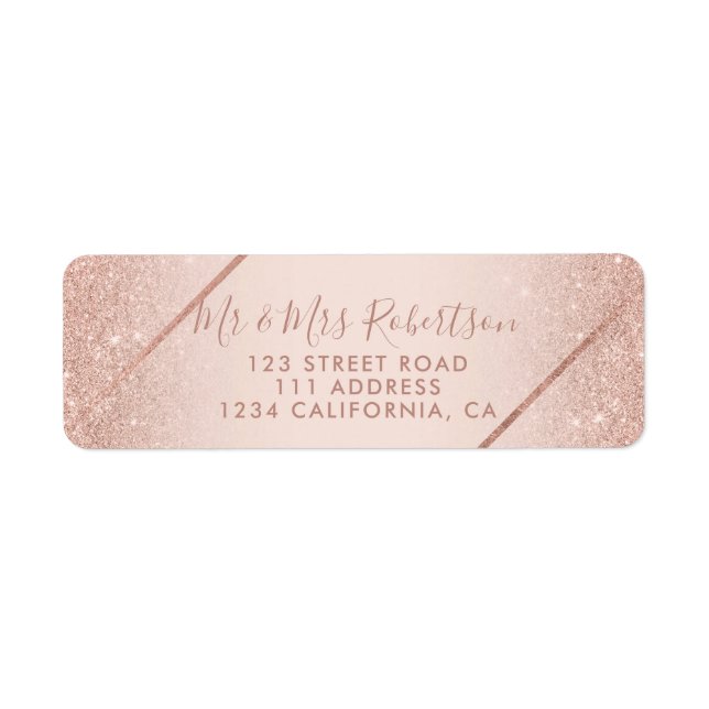 Rose gold glitter ombre script blush pink wedding (Front)