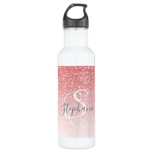 Rose Gold Glitter Ombre Script Monogram 710 Ml Water Bottle