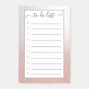 Rose gold glitter ombre "to do list" post-it notes