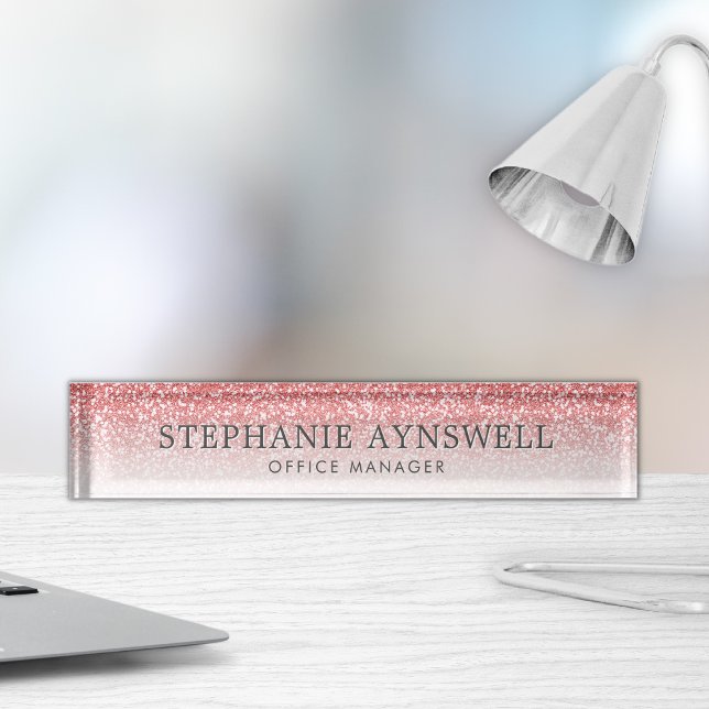 Rose Gold Glitter Ombre Trendy Nameplate (Creator Uploaded)