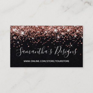Rose Gold Glitter Online Store Premium Black Business Card