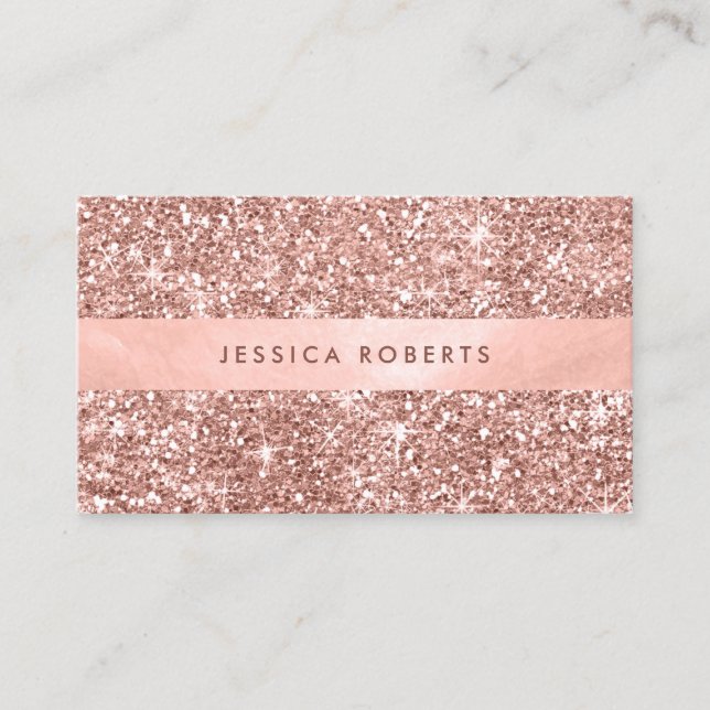 Rose Gold Glitter Pattern Trendy Professional Business Card (Front)