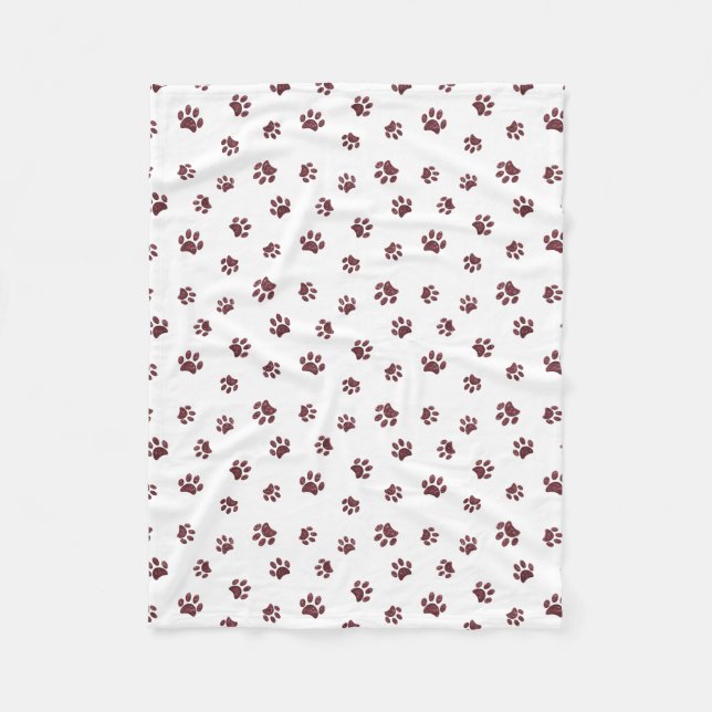 Rose Gold Glitter Paw Prints Pattern Fleece Blanket (Front)