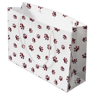 Rose Gold Glitter Paw Prints Pattern Large Gift Bag