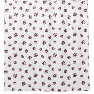 Rose Gold Glitter Paw Prints Pattern Shower Curtain
