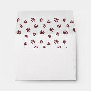 Rose Gold Glitter Paw Prints with Name and Address Envelope