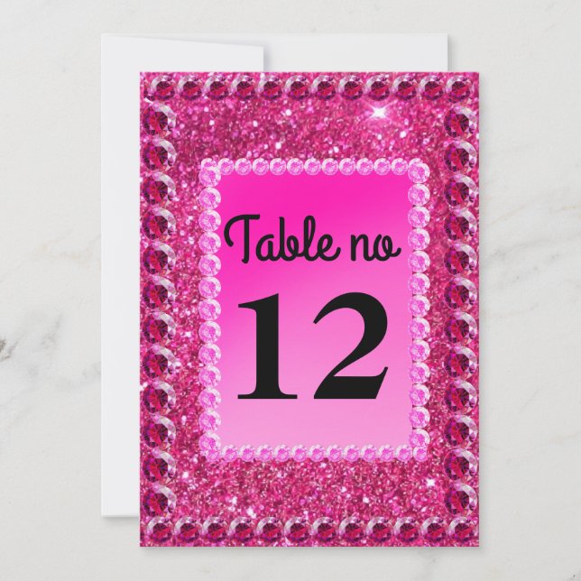 Rose gold glitter Pearls chic blush pink Table No (Front)