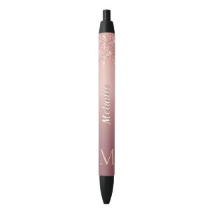 Rose Gold Glitter Pen Personalised Name and Letter