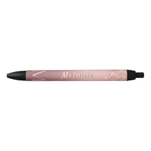 Rose Gold Glitter Pen with Custom Letter and Name