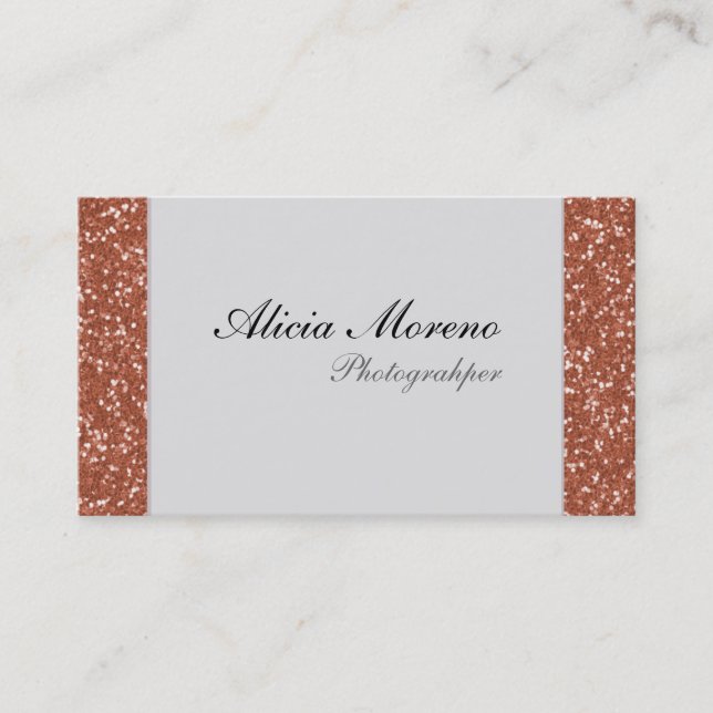 Rose Gold Glitter Personalised Business Cards (Front)