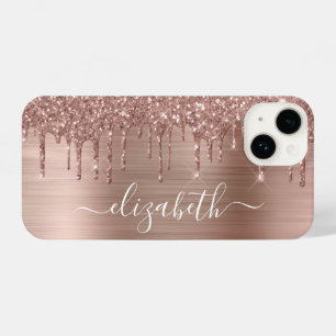 Rose Gold Glitter Personalised iPhone 14 Case