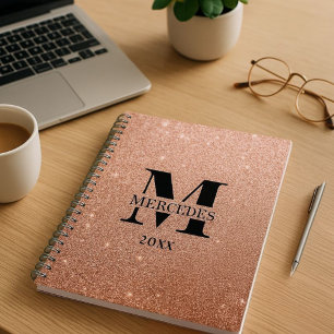 Rose Gold Glitter Personalised Monogram Daily Planner