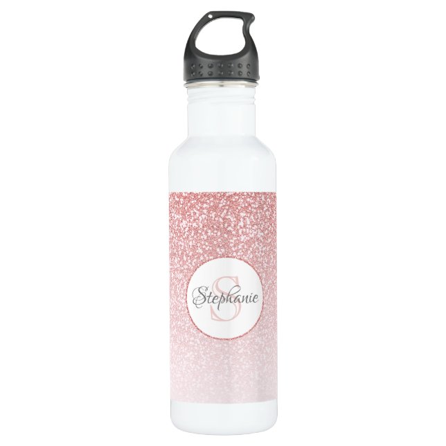Rose Gold Glitter Personalised Name 710 Ml Water Bottle (Front)