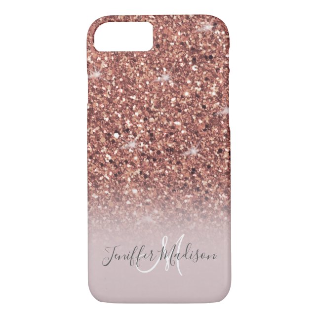 Rose gold glitter Personalised Name                Case-Mate iPhone Case (Back)