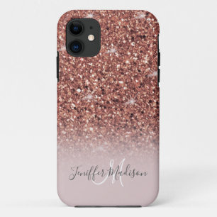 Rose gold glitter Personalised Name Case-Mate iPhone Case